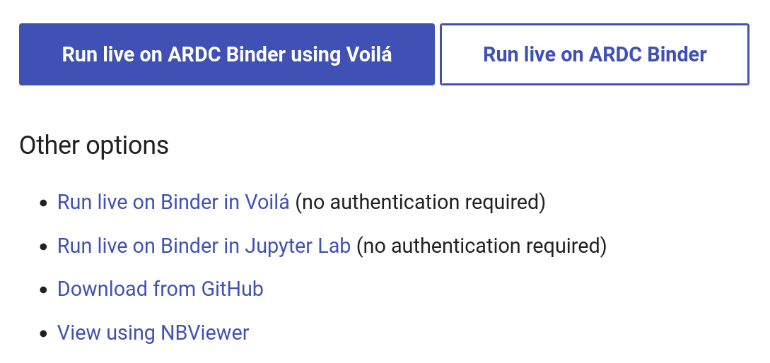 Screenshot of ARDC Voila Binder button