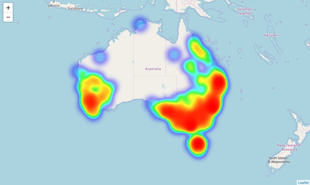 Screen capture of heatmap